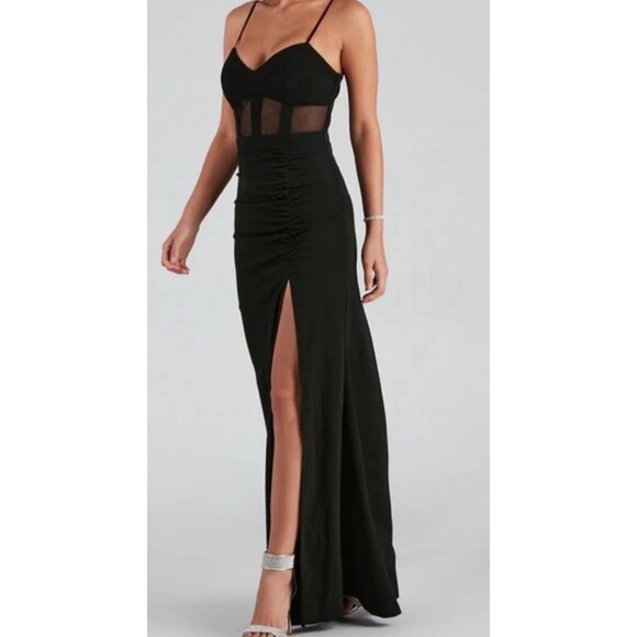 Windsor Women’s Size Small Formal Dress High Slit Black Strap Dress - Picture 14 of 16